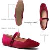 imageTrary Mary Jane Shoes Women Woven Flats for Women Dressy Ballet Flats Squared Toe Mary Jane Flats ShoesVelvet Burgundy