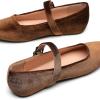imageTrary Mary Jane Shoes Women Woven Flats for Women Dressy Ballet Flats Squared Toe Mary Jane Flats ShoesVelvet Coffee