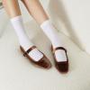 imageTrary Mary Jane Shoes Women Woven Flats for Women Dressy Ballet Flats Squared Toe Mary Jane Flats ShoesVelvet Coffee