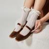 imageTrary Mary Jane Shoes Women Woven Flats for Women Dressy Ballet Flats Squared Toe Mary Jane Flats ShoesVelvet Coffee
