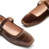 imageTrary Mary Jane Shoes Women Woven Flats for Women Dressy Ballet Flats Squared Toe Mary Jane Flats ShoesVelvet Coffee