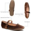 imageTrary Mary Jane Shoes Women Woven Flats for Women Dressy Ballet Flats Squared Toe Mary Jane Flats ShoesVelvet Coffee