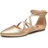 imageTrary Flats for Women Mary Jane Shoes Women Ballet Flats with Elastic Ankle Straps Comfortable Pointed Toe Dress Shoes for Office or Casual WearGold