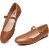 imageTrary Mary Jane Ballet Flats Black Flats for Women Ankle Strap Dressy Comfortable FlatsBrown