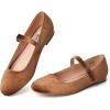 imageTrary Mary Jane Ballet Flats Black Flats for Women Ankle Strap Dressy Comfortable FlatsBrownVelvet