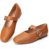 imageTrary Mary Jane Shoes Women Mary Jane Flats for Women Ballet Flats Shoes Round Toe Mary Jane Flats Shoes Dressy ComfortablePu Brown