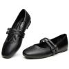imageTrary Mary Jane Shoes Women Square Toe Flats for Women Dressy Ballet Flat Mary Jane Flats with Buckle Strap Comfortable Slip On Casual ShoesBlack