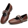 imageTrary Mary Jane Shoes Women Square Toe Flats for Women Dressy Ballet Flat Mary Jane Flats with Buckle Strap Comfortable Slip On Casual ShoesDark Brown