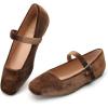 imageTrary Mary Jane Shoes Women Woven Flats for Women Dressy Ballet Flats Squared Toe Mary Jane Flats ShoesVelvet Coffee