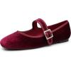 imageTrary Womens Ballet FlatsSquare Toe Velvet Mary Jane Shoes WomenComfortable Dress Shoes for Women DressyBurgundy Velvet