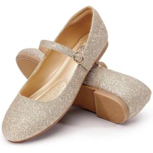 imageTrary Mary Jane Ballet Flats Black Flats for Women Ankle Strap Dressy Comfortable FlatsGold Glitter