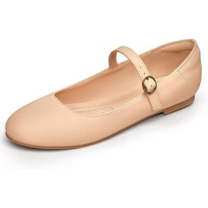 imageTrary Mary Jane Ballet Flats Black Flats for Women Ankle Strap Dressy Comfortable FlatsNudeNubuck