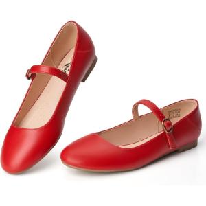imageTrary Mary Jane Ballet Flats Black Flats for Women Ankle Strap Dressy Comfortable FlatsRed