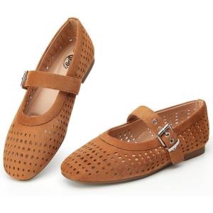 imageTrary Mary Jane Shoes Women Mary Jane Flats for Women Ballet Flats Shoes Round Toe Mary Jane Flats Shoes Dressy ComfortableAbrown