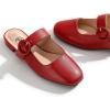 imageTrary Mules for Women Mary Jane Mules with Adjustable Buckle Flats for Women Slip On Shoes Loafers for Casual Work TravelRed