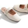 imageTrary Mules for Women Mary Jane Mules with Adjustable Buckle Flats for Women Slip On Shoes Loafers for Casual Work TravelWhite