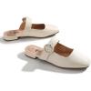 imageTrary Mules for Women Mary Jane Mules with Adjustable Buckle Flats for Women Slip On Shoes Loafers for Casual Work TravelWhite