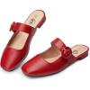 imageTrary Mules for Women Mary Jane Mules with Adjustable Buckle Flats for Women Slip On Shoes Loafers for Casual Work TravelRed