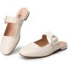 imageTrary Mules for Women Mary Jane Mules with Adjustable Buckle Flats for Women Slip On Shoes Loafers for Casual Work TravelWhite