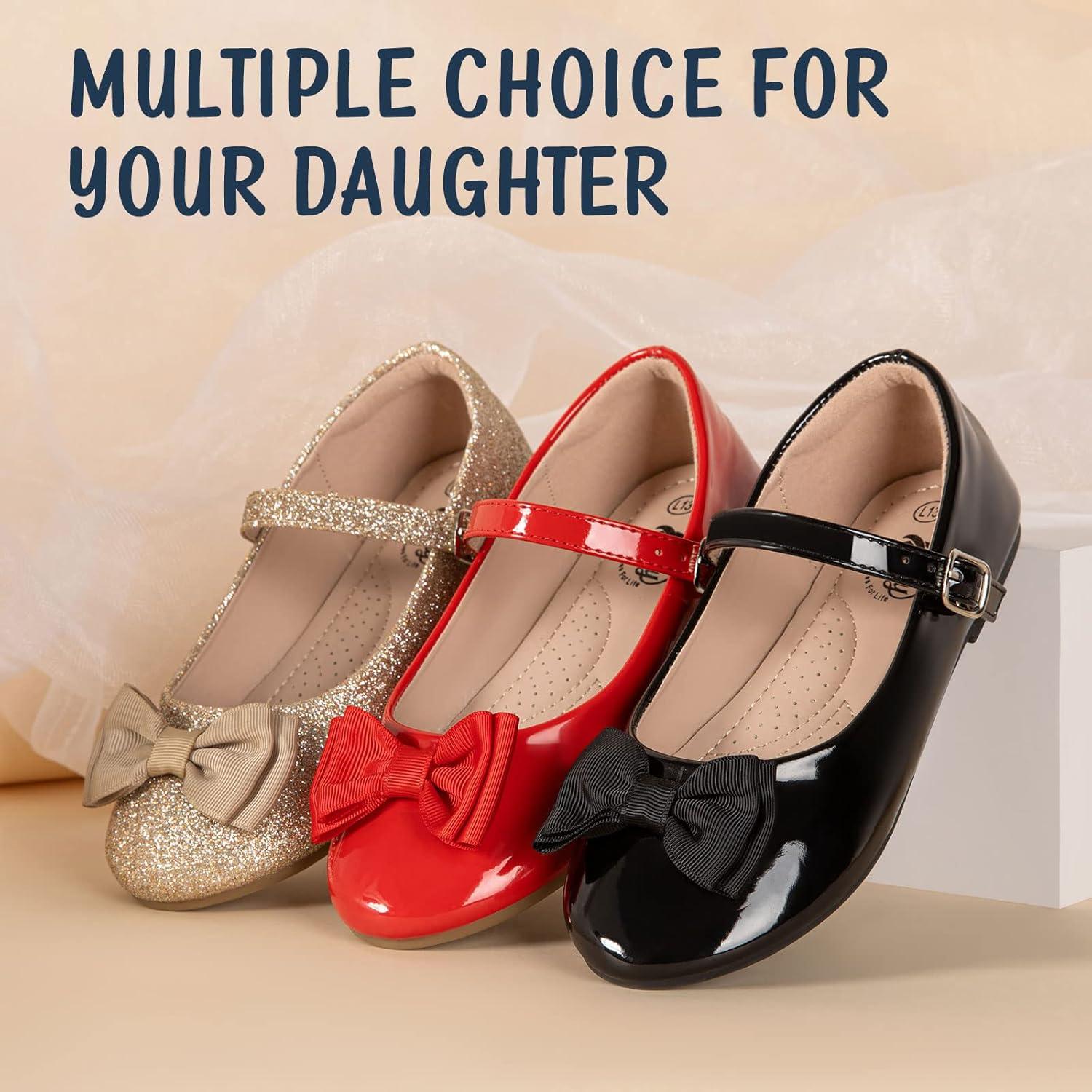 imageTrary Girls Mary Janes Ballet Flats School Uniform Dress Shoes Casual Party Wedding Flower Shoes for Little KidBig Kid