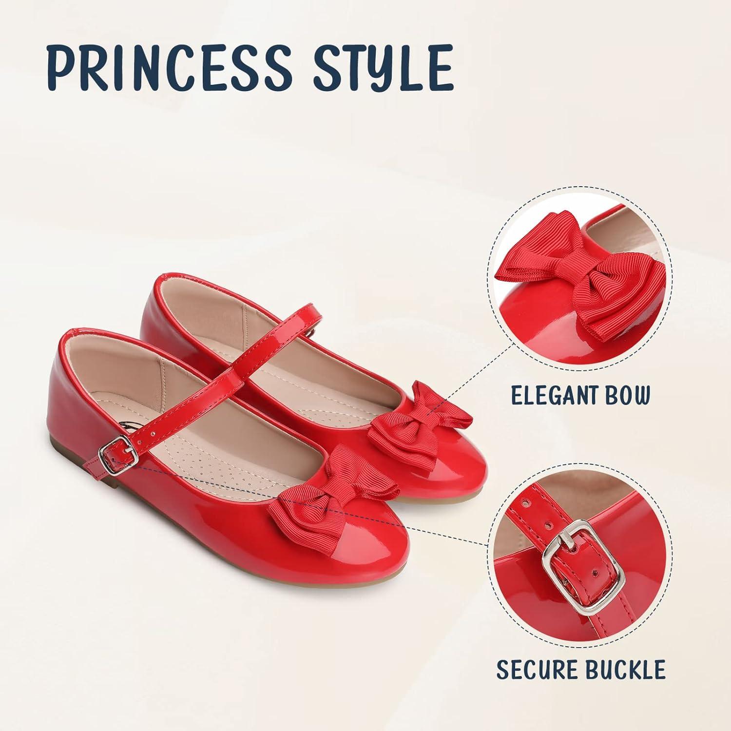 imageTrary Girls Mary Janes Ballet Flats School Uniform Dress Shoes Casual Party Wedding Flower Shoes for Little KidBig Kid