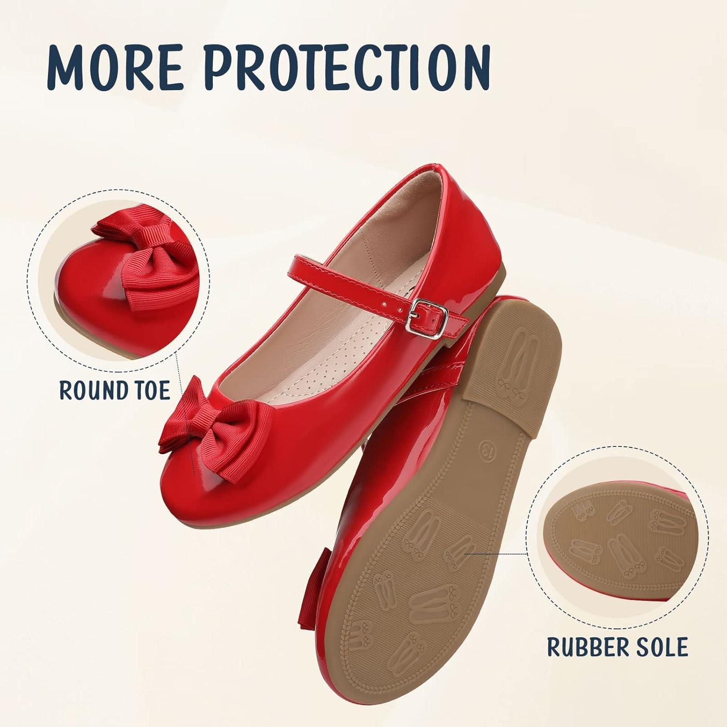 imageTrary Girls Mary Janes Ballet Flats School Uniform Dress Shoes Casual Party Wedding Flower Shoes for Little KidBig Kid