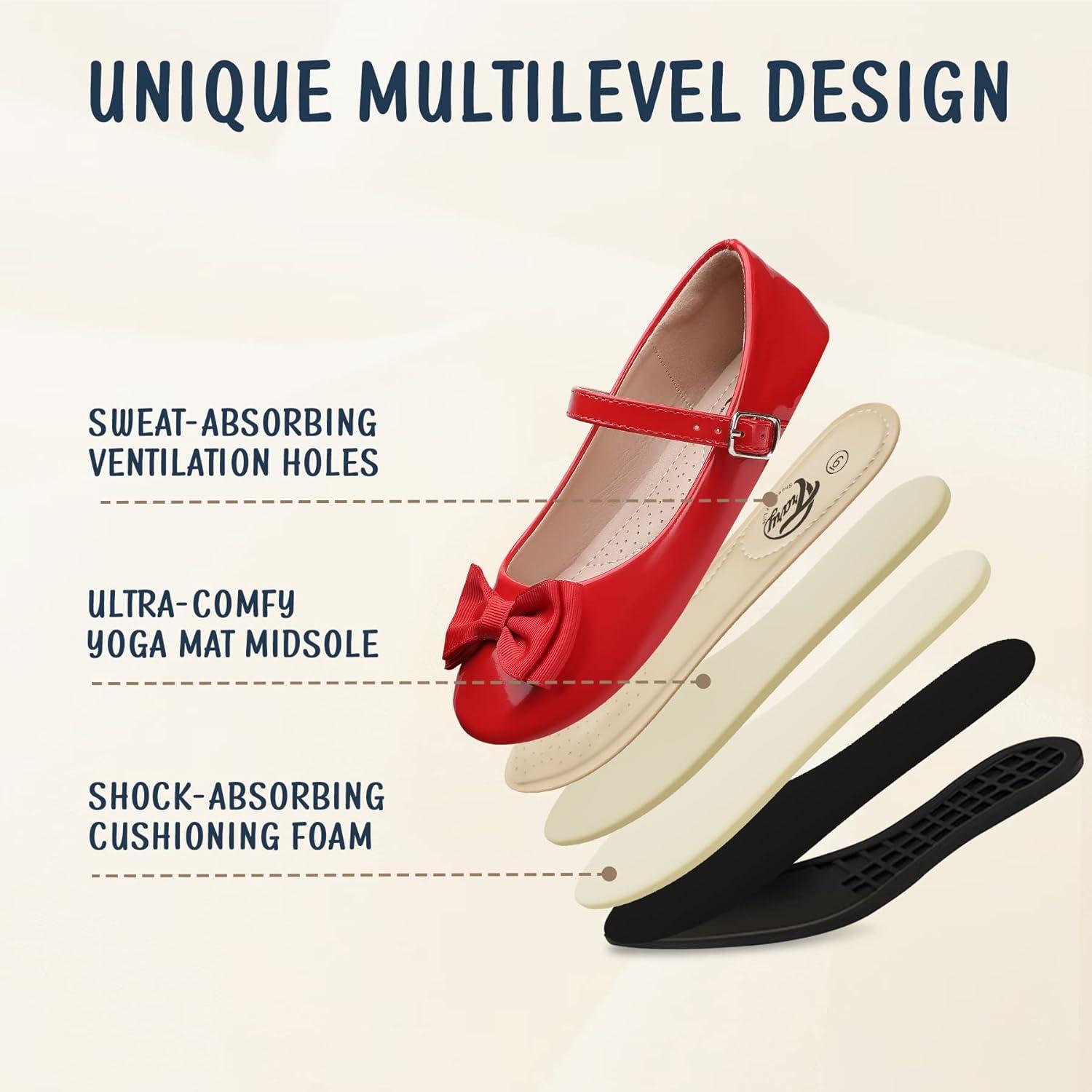 imageTrary Girls Mary Janes Ballet Flats School Uniform Dress Shoes Casual Party Wedding Flower Shoes for Little KidBig Kid
