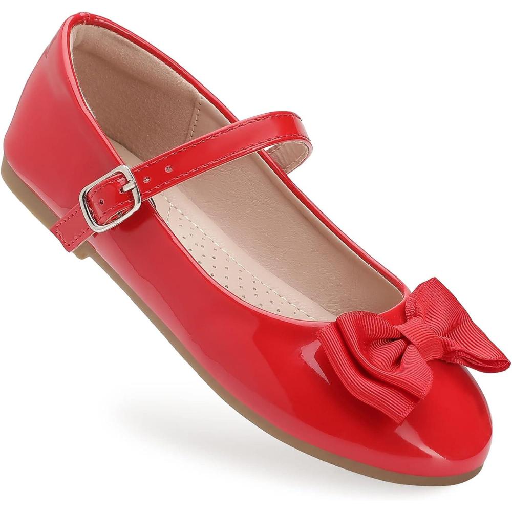 imageTrary Girls Mary Janes Ballet Flats School Uniform Dress Shoes Casual Party Wedding Flower Shoes for Little KidBig Kid