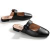 imageTrary Mules for Women Mary Jane Mules with Adjustable Buckle Flats for Women Slip On Shoes Loafers for Casual Work TravelBlack