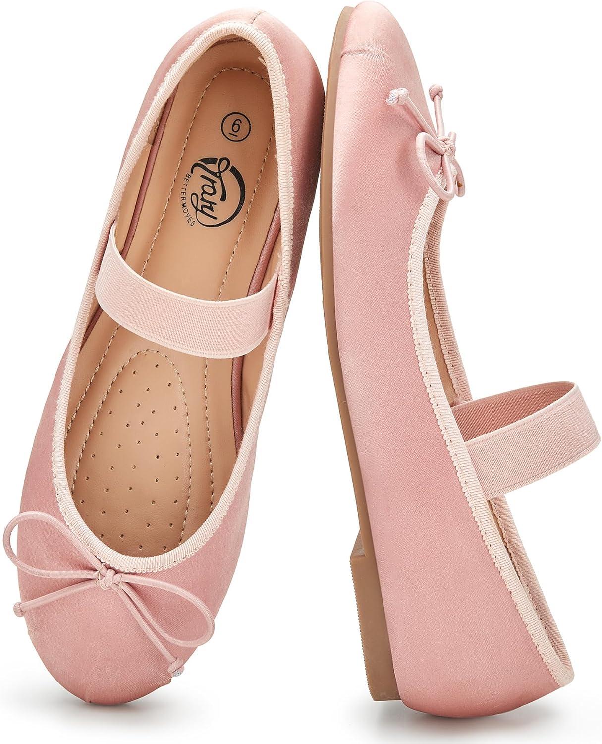 imageTrary Flats for Women Closed Round Toe Ballet Flats Mary Jane Shoes Women with Elastic Strap Cute Bowknot Comfortable Dress Shoes for AllYear Daily Work Casual WearPink