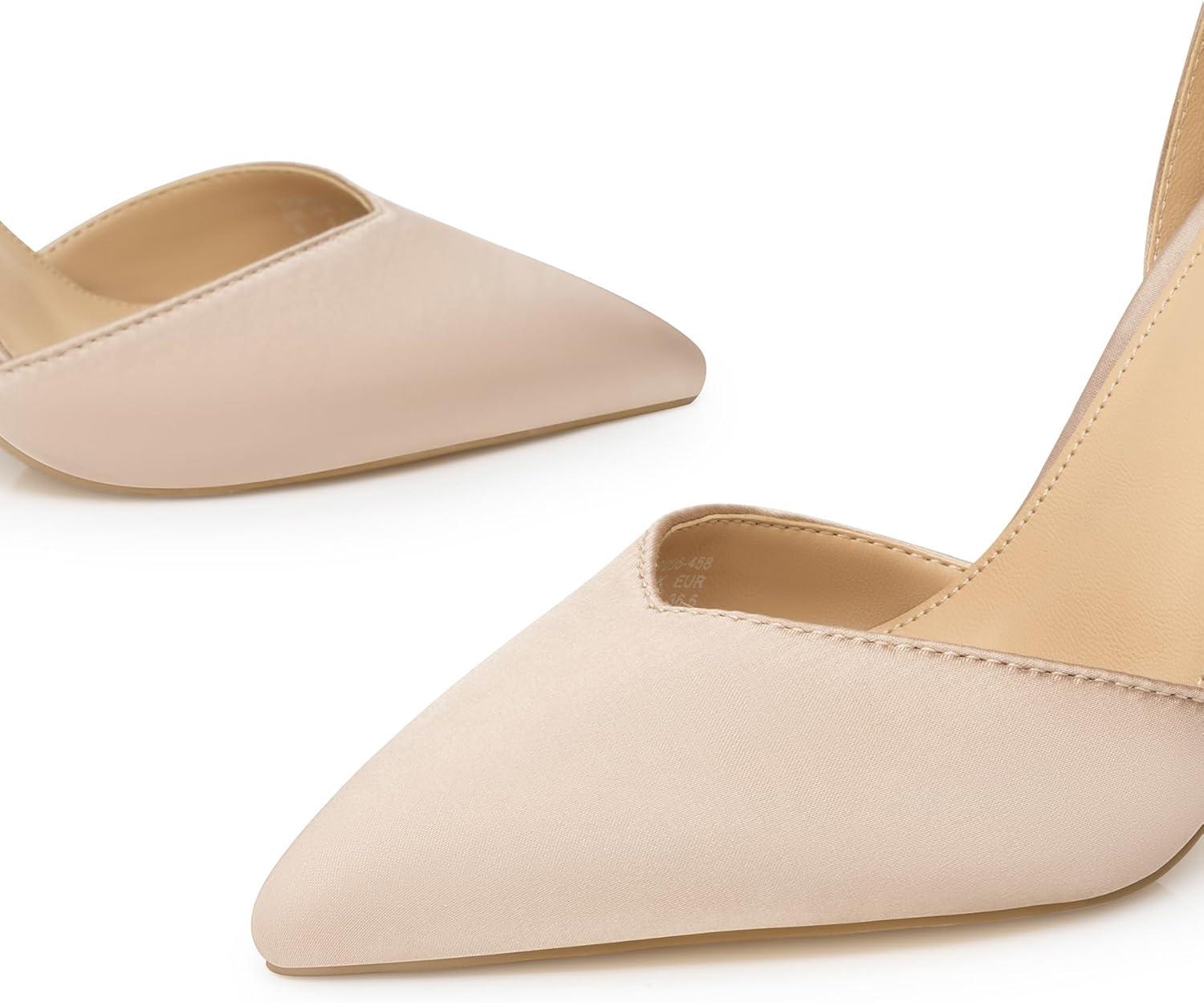 imageTrary Heels for Women Closed Pointed Toe Heels Womens Pumps Stiletto High Shoes with Bow Knot Comfortable Ankle Strap Office Party Wedding Dress Shoes 374quot HeelNude