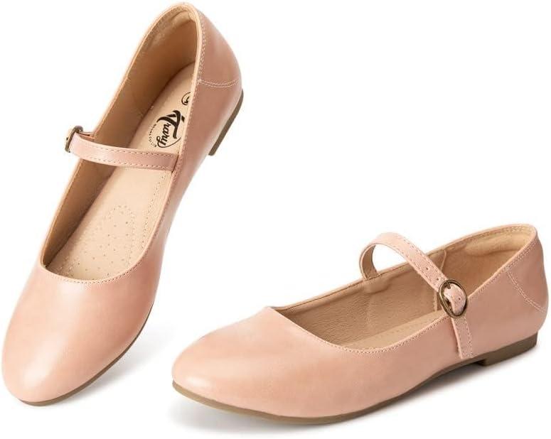 imageTrary Mary Jane Ballet Flats Black Flats for Women Ankle Strap Dressy Comfortable FlatsNew Pink