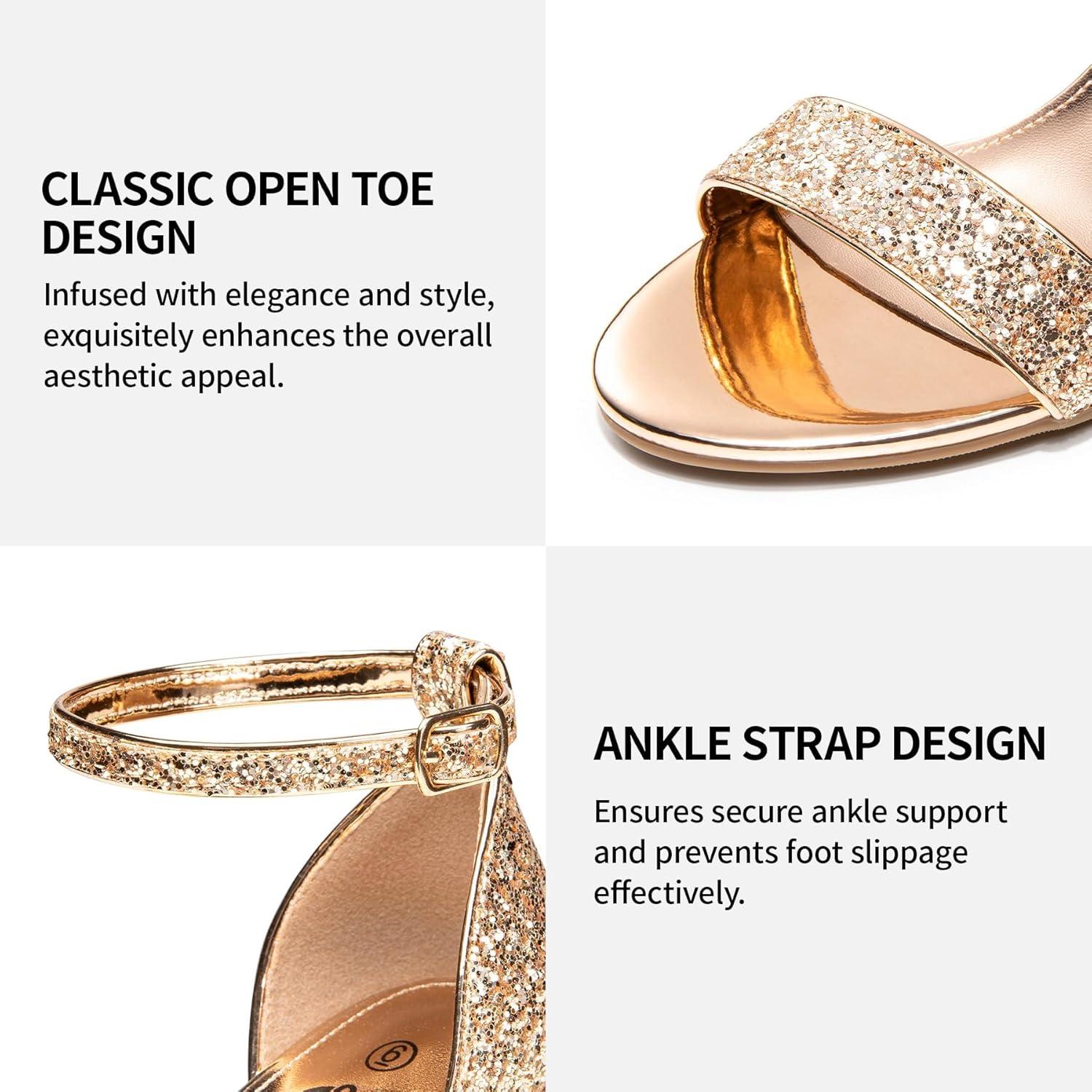 imageTrary Wedding Shoes for Bride Heels for Women Rubber Sole and Insole Provide Excellent CushionGold Sparkly