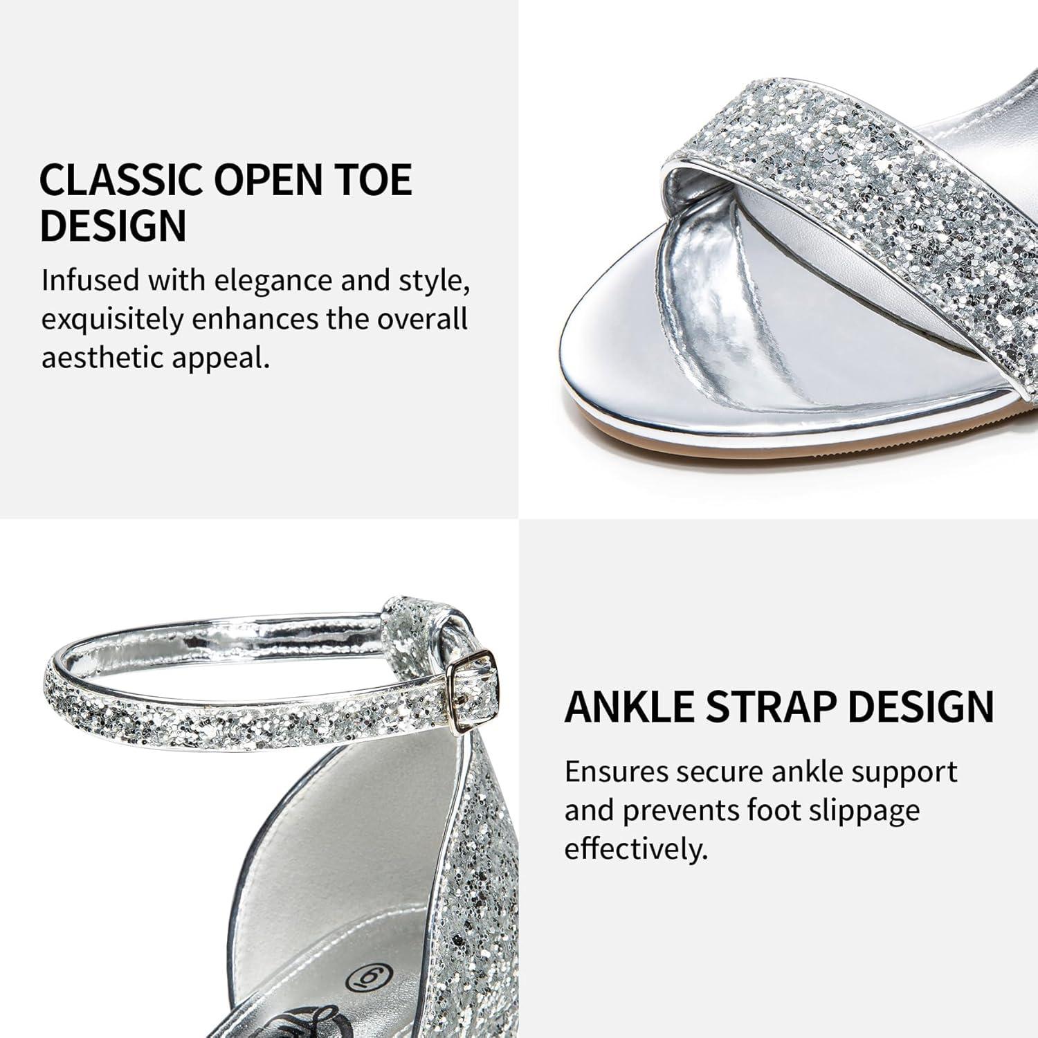 imageTrary Wedding Shoes for Bride Heels for Women Rubber Sole and Insole Provide Excellent CushionSilver Sparkly