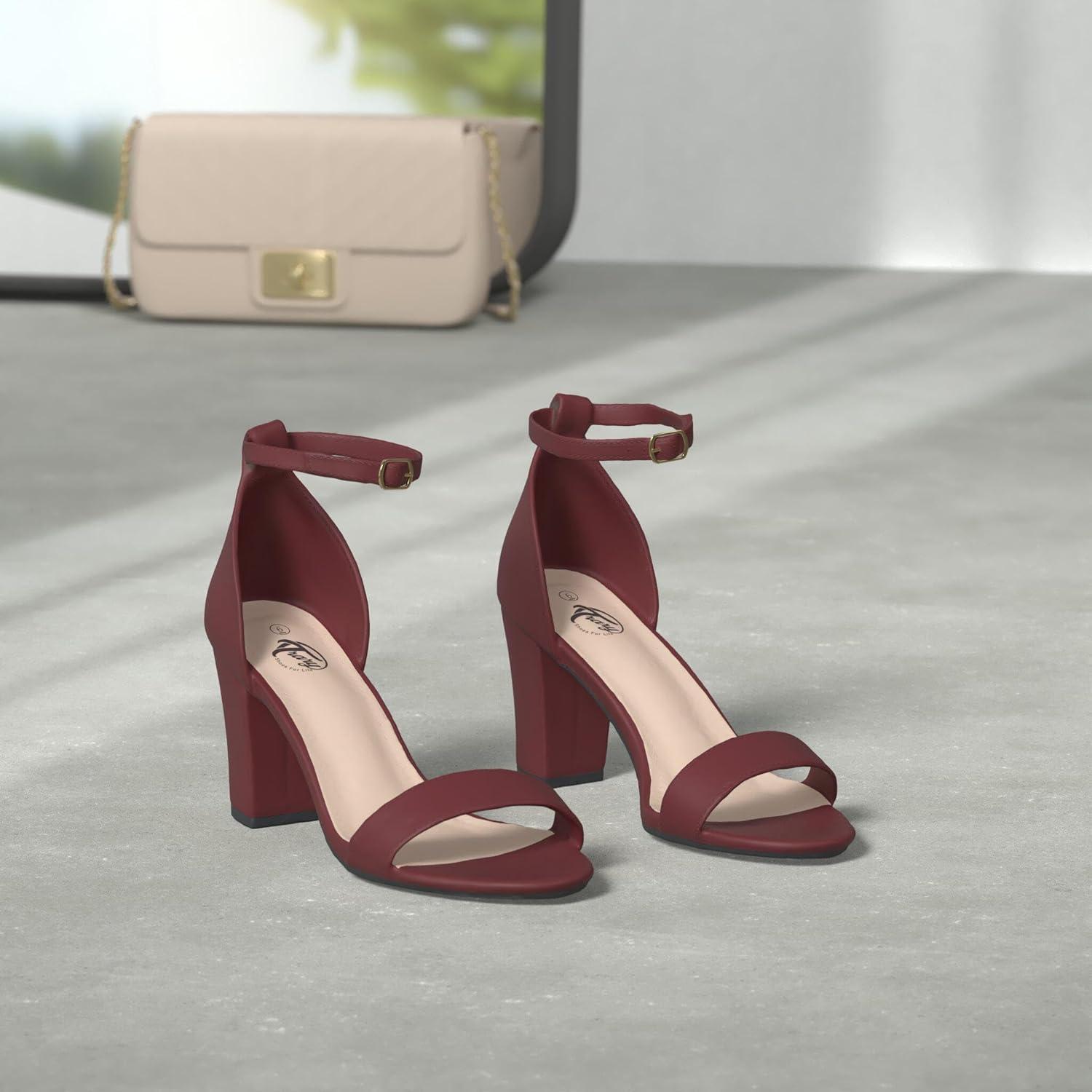 imageTrary Wedding Shoes for Bride Heels for Women Rubber Sole and Insole Provide Excellent CushionWine Red