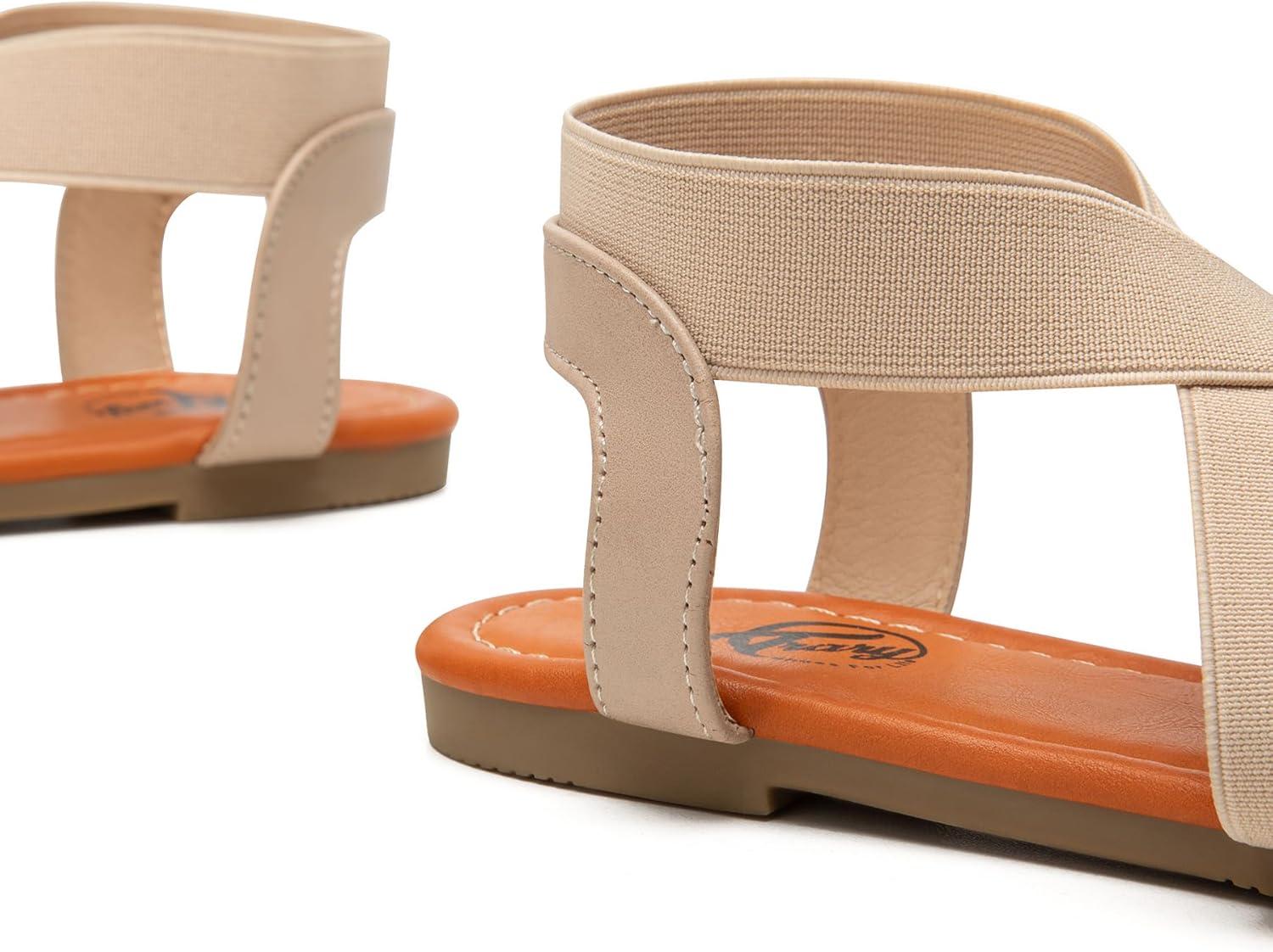 imageTrary Womens Dressy Summer Sandals Elastic Cute Open Toe Wide Sandalias Para MujerBeige01