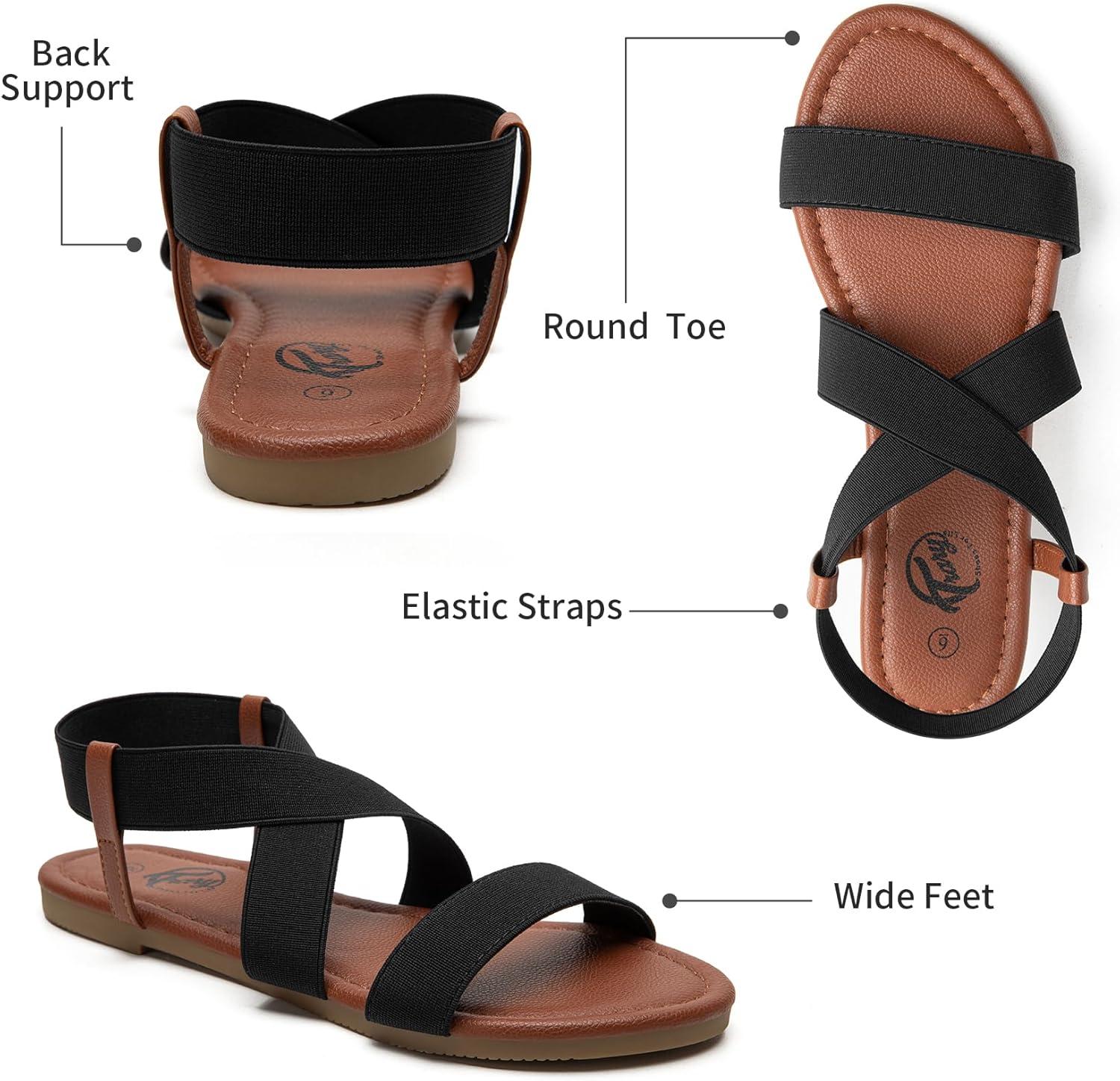 imageTrary Womens Dressy Summer Sandals Elastic Cute Open Toe Wide Sandalias Para MujerBlack