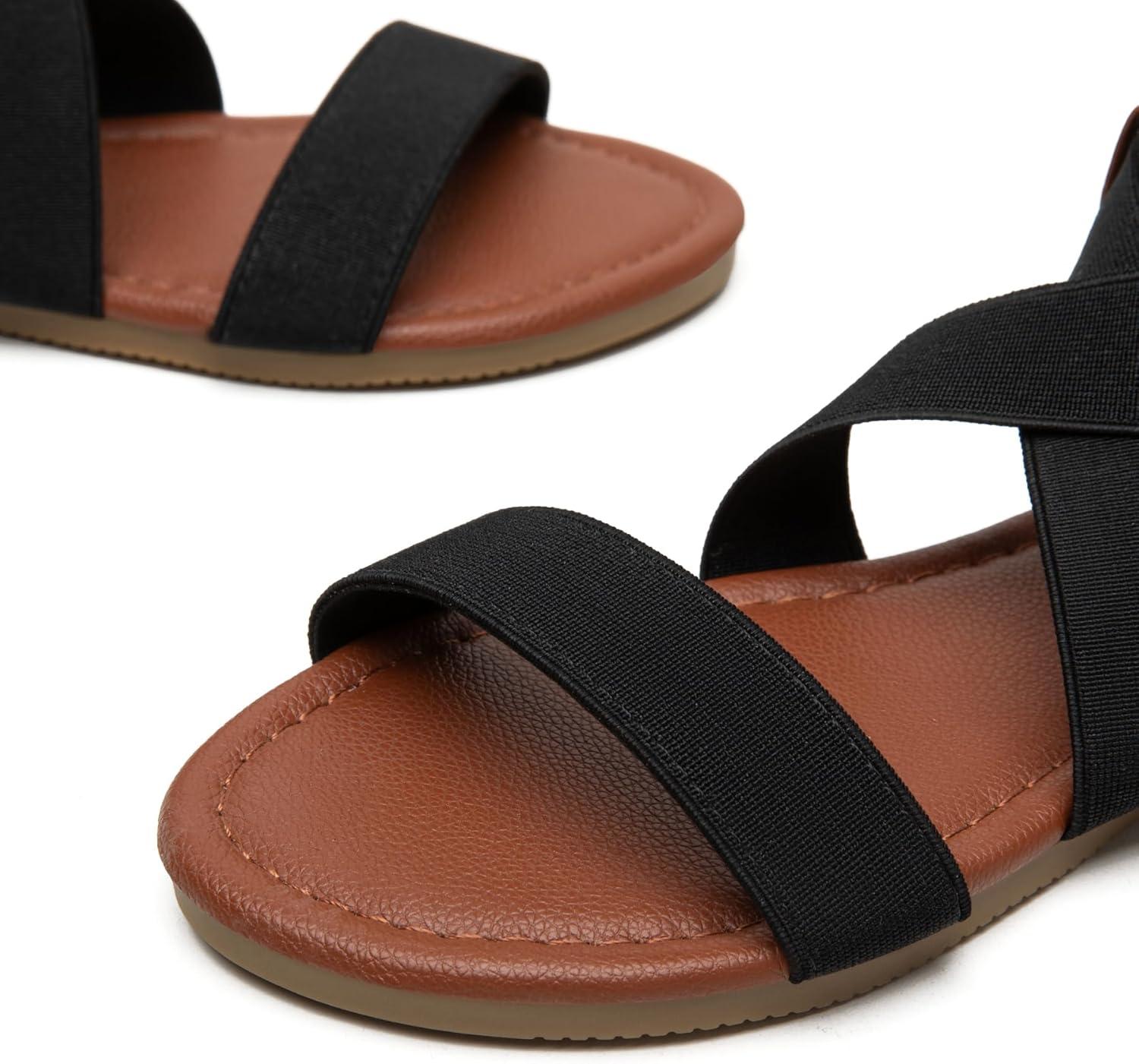 imageTrary Womens Dressy Summer Sandals Elastic Cute Open Toe Wide Sandalias Para MujerBlack