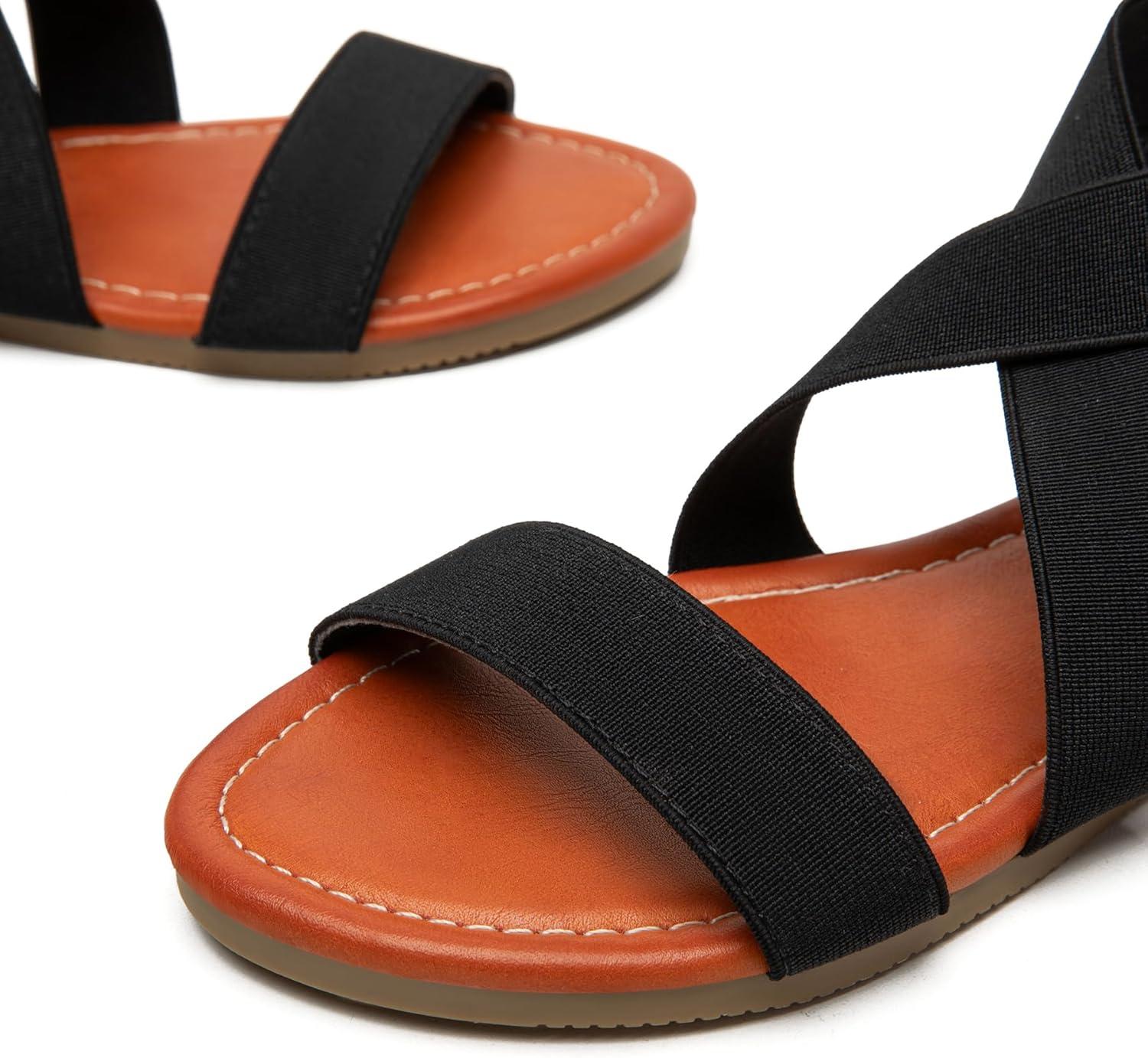 imageTrary Womens Dressy Summer Sandals Elastic Cute Open Toe Wide Sandalias Para MujerBlack01