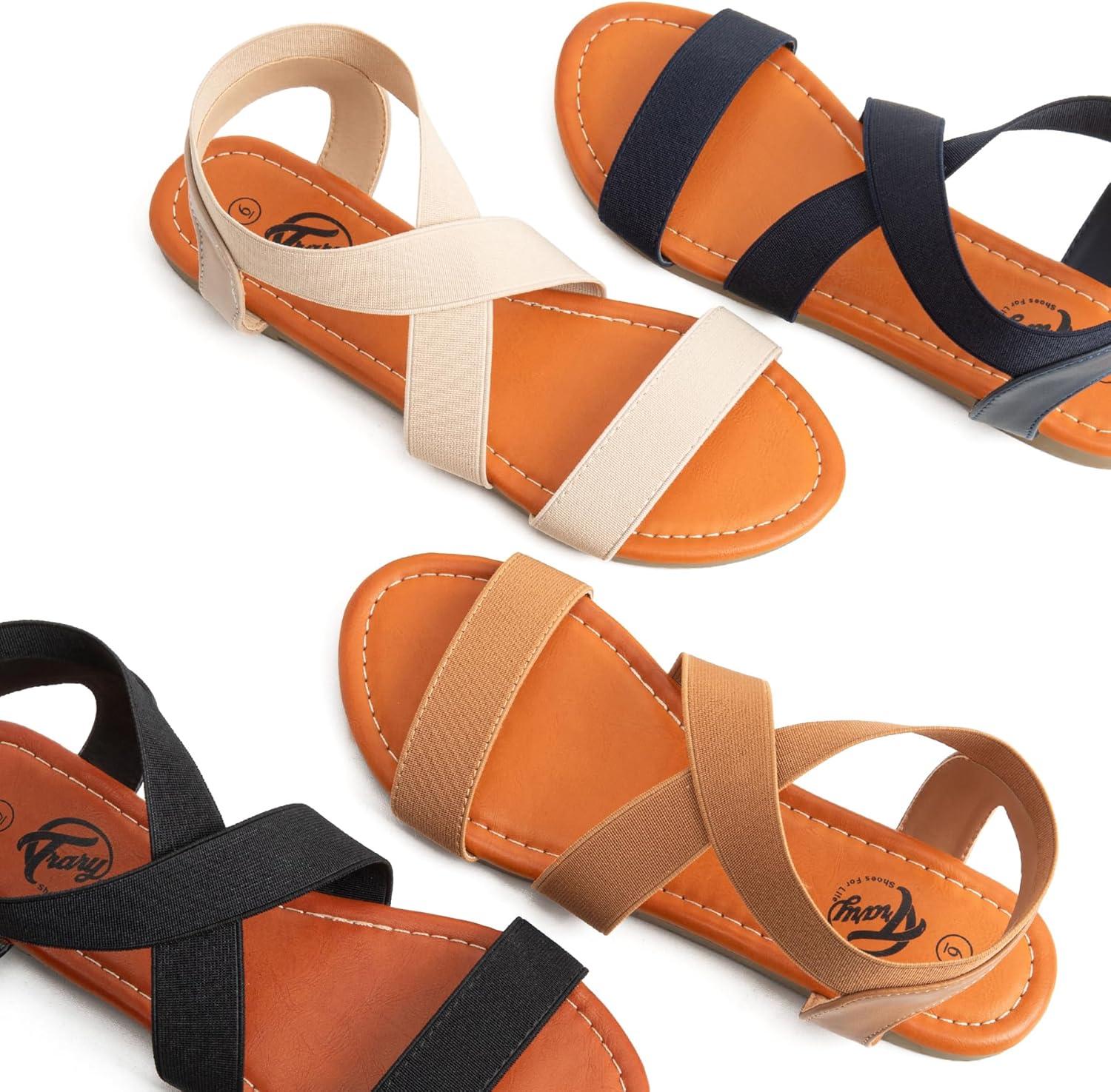 imageTrary Womens Dressy Summer Sandals Elastic Cute Open Toe Wide Sandalias Para MujerBlack01