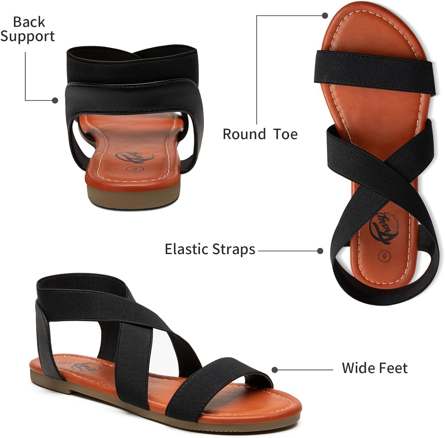 imageTrary Womens Dressy Summer Sandals Elastic Cute Open Toe Wide Sandalias Para MujerBlack01