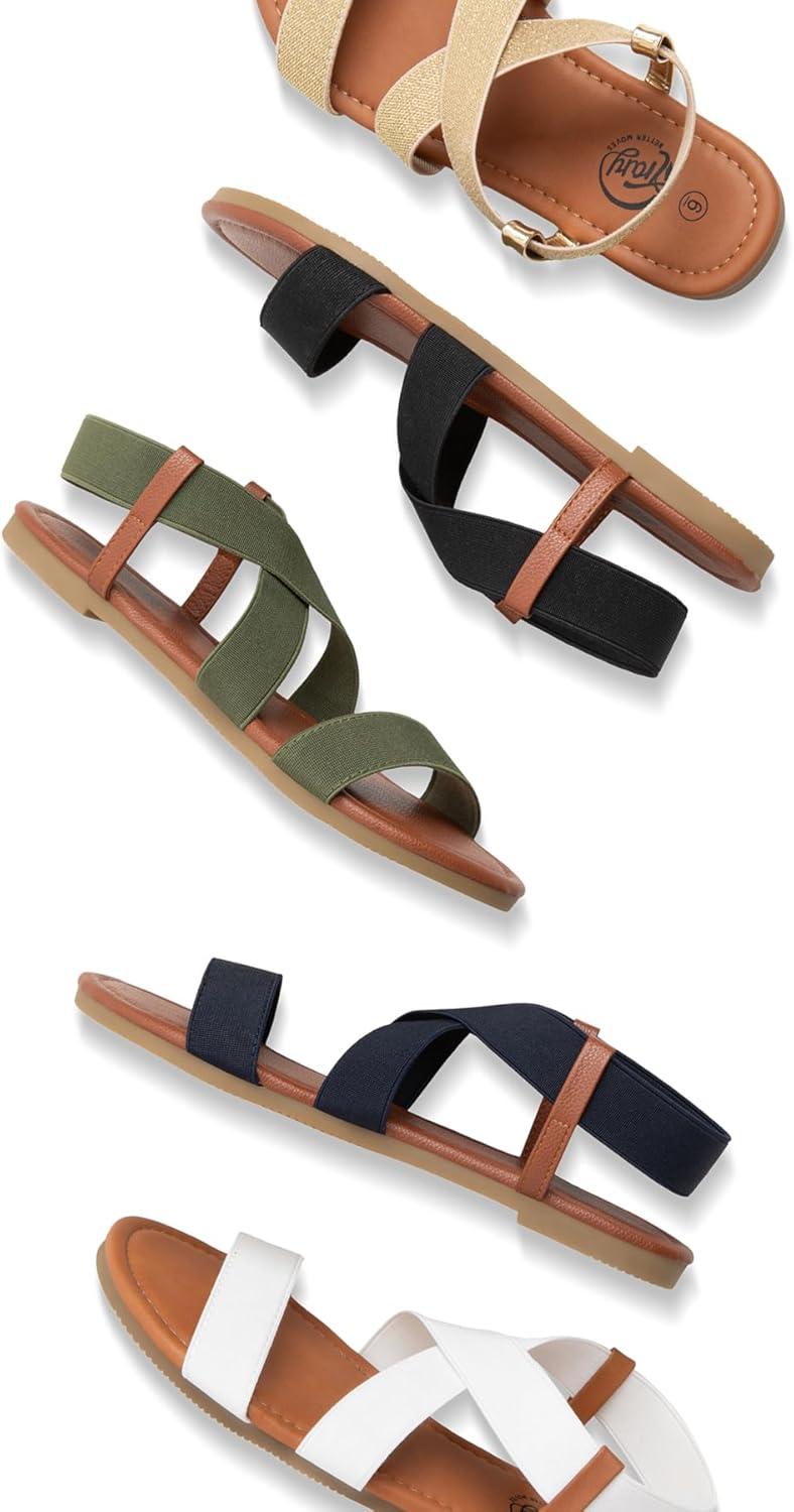 imageTrary Womens Dressy Summer Sandals Elastic Cute Open Toe Wide Sandalias Para MujerGold