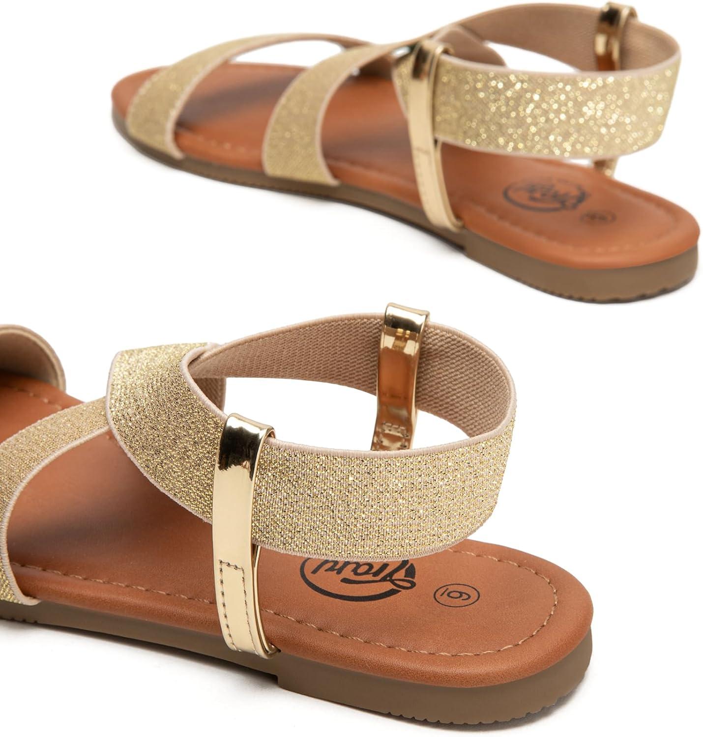 imageTrary Womens Dressy Summer Sandals Elastic Cute Open Toe Wide Sandalias Para MujerGold