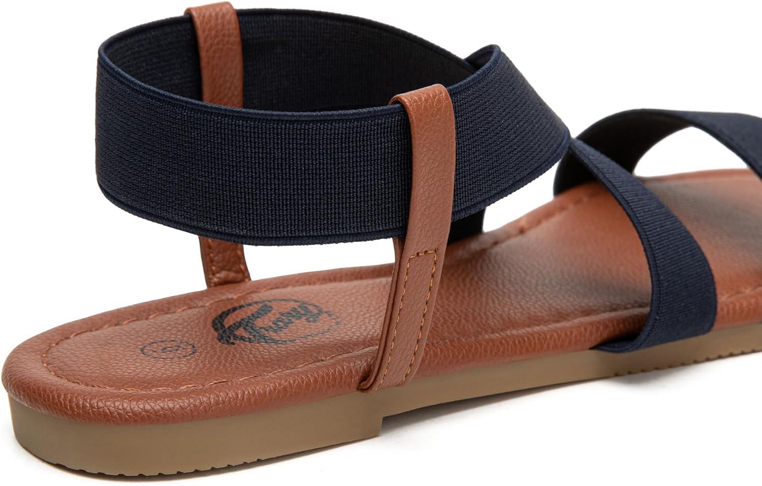 imageTrary Womens Dressy Summer Sandals Elastic Cute Open Toe Wide Sandalias Para MujerNavy Blue
