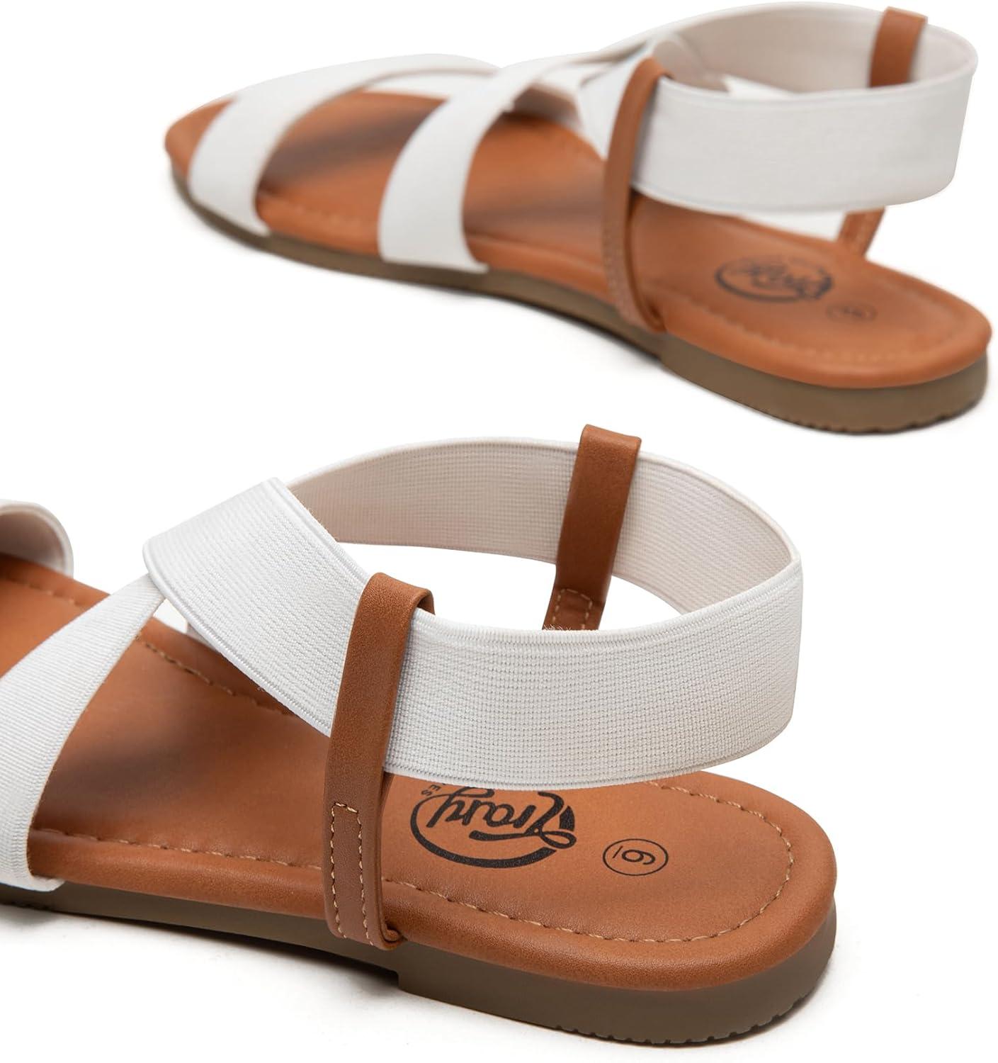 imageTrary Womens Dressy Summer Sandals Elastic Cute Open Toe Wide Sandalias Para MujerWhite