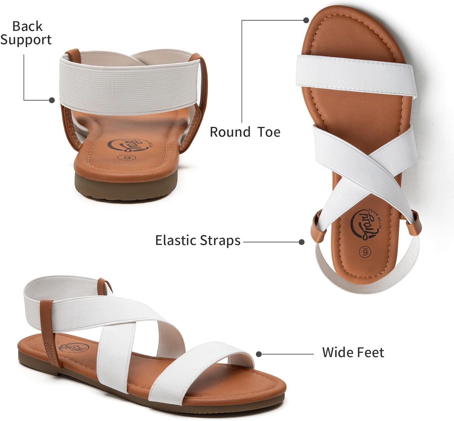 imageTrary Womens Dressy Summer Sandals Elastic Cute Open Toe Wide Sandalias Para MujerWhite