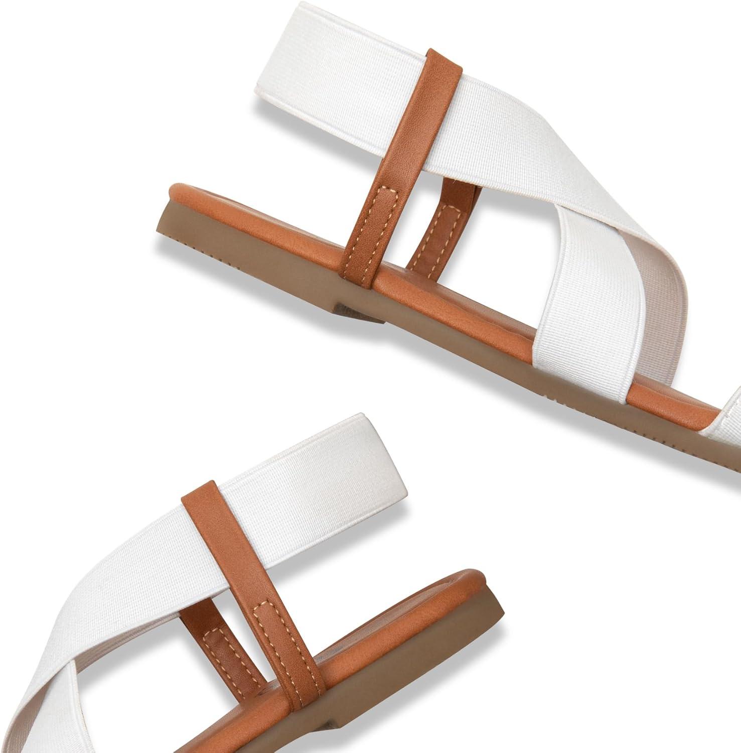 imageTrary Womens Dressy Summer Sandals Elastic Cute Open Toe Wide Sandalias Para MujerWhite