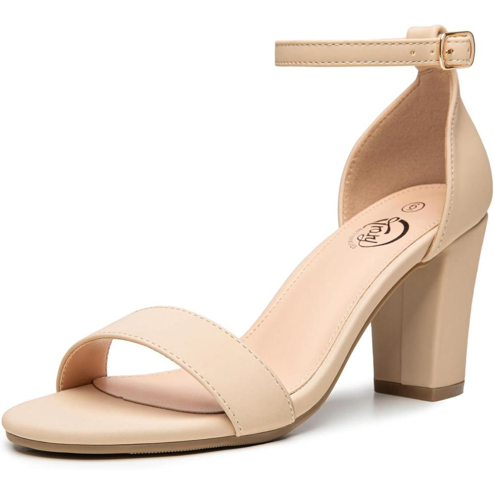 imageTrary Wedding Shoes for Bride Heels for Women Rubber Sole and Insole Provide Excellent CushionNude Strappy