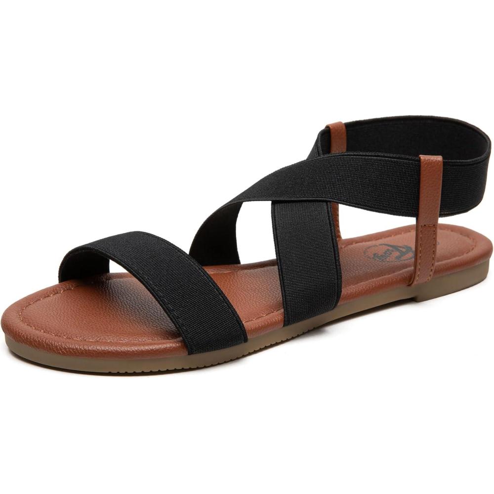 imageTrary Womens Dressy Summer Sandals Elastic Cute Open Toe Wide Sandalias Para MujerBlack