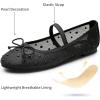 imageTrary Flats for Women Closed Round Toe Ballet Flats Mary Jane Shoes Women with Elastic Strap Cute Bowknot Comfortable Dress Shoes for AllYear Daily Work Casual WearMesh Black